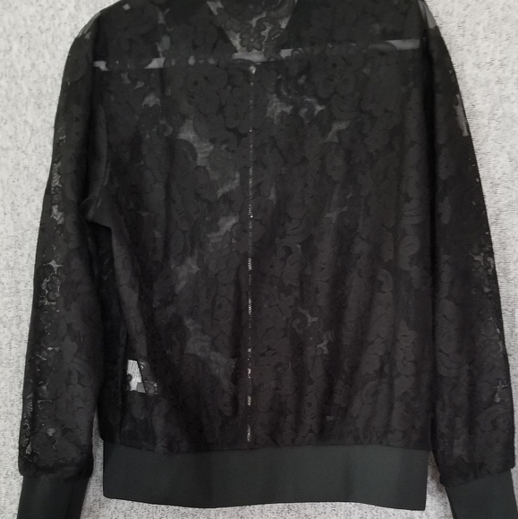 SHEIN Plus Zip Up Floral Lace Bomber Jacket Size 1XL - Picture 3 of 5